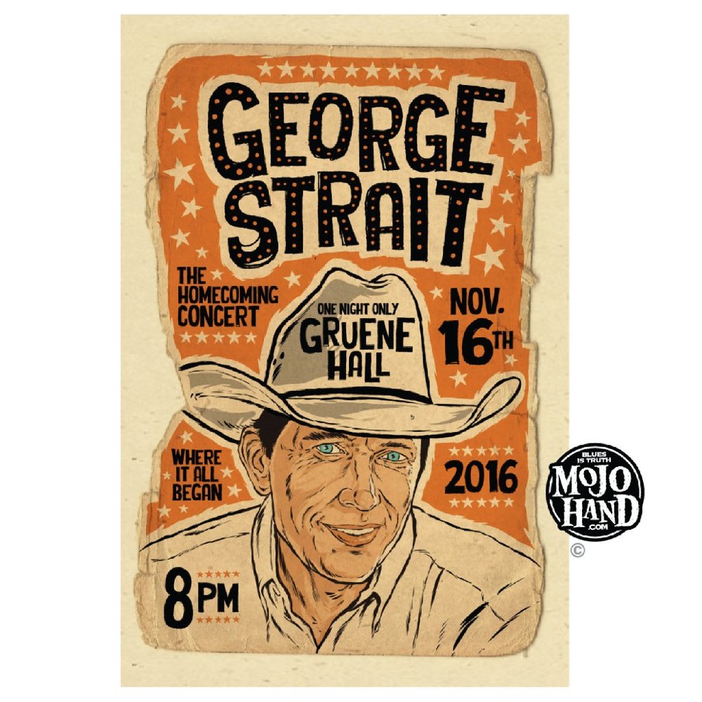 George Strait concert gig poster - 2016 - 12"x18" FREE US SHIPPING